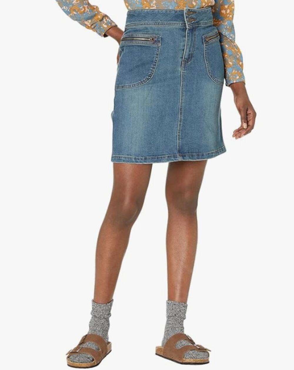 PRANA Women's Broadway Denim Pencil Skirt Size 2 True Blue Organic Cotton NWT